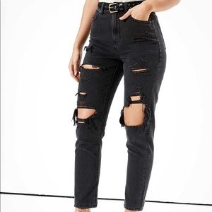 American Eagle Distressed Mom Jeans Black